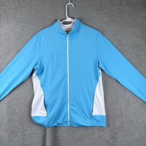 Footjoy FJ Golf Jacket Womens L Light Blue Full Zip Pockets Performance